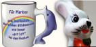 Tasse mit Hase und Delfinhenkel
